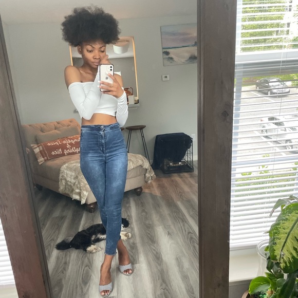 White Off Shoulder Long Sleeved Croptop - Picture 9 of 11